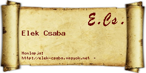 Elek Csaba névjegykártya